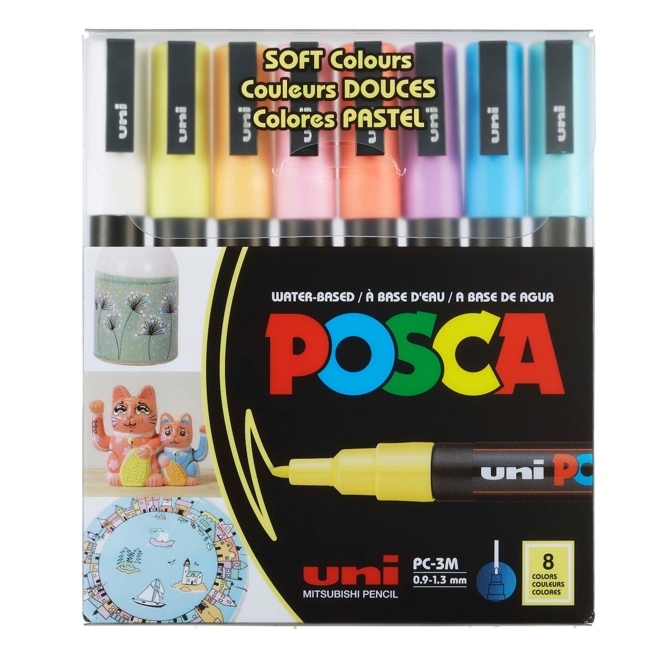 Uni Posca PC-3M Fine Tip Soft Colors Paint Marker Set